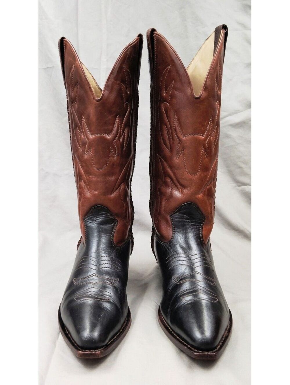 Cole Haan Women's 7.5 B Leather Western Cowboy Boots Black Brown Vintage
